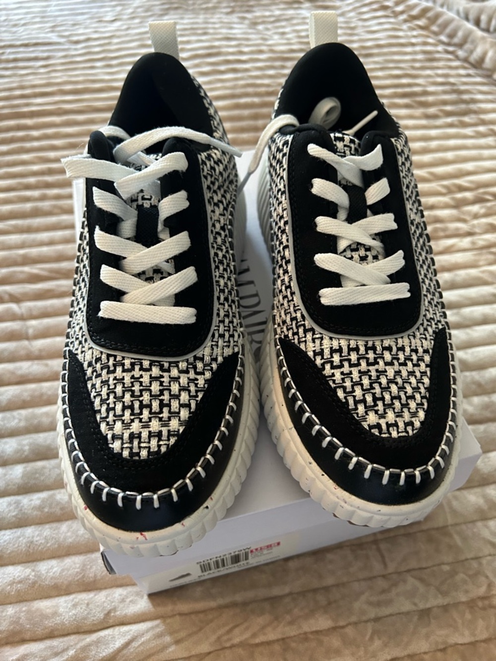 Dream Pairs Black and White Platform Sneakers with Gum Soles